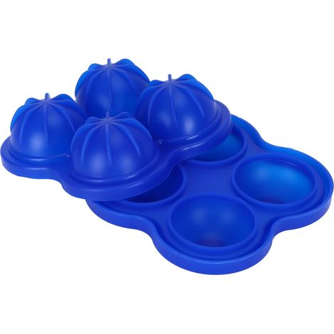 Silikon-Eiswürfelform mit 4 Mulden, dunkelblau, für runde Eiswürfel, Küchenaccessoire (1/5)