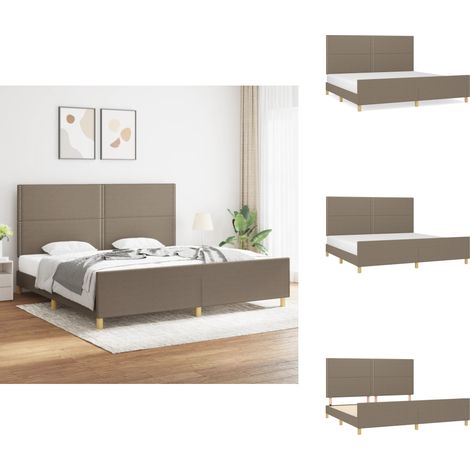 Bettgestell ohne Matratze Taupe 200x200 cm Stoff - Bettestel - Doppelbett - Boxspringbetten - Lattenrost - Kopfstütze (1/5)