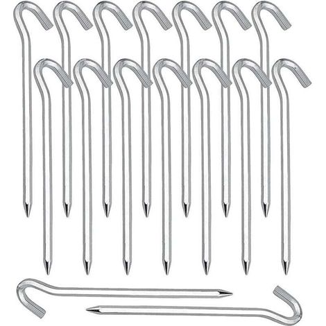 Sardines Piquet,Piquet de Fixation 20 Pièces Piquets de Tente en Piquets de Fixation Sol Crochet pour Tente De Sardines Camping Jardinage Acier Galvanisé Sardine Tente Argenté