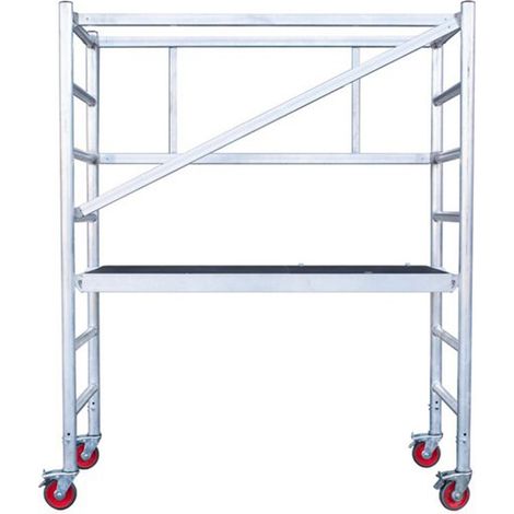 Hailo – Échafaudage pro en aluminium – Hauteur max 2,90m – Verrouillage automatique – Revêtement antidérapant – Roues autobloquantes