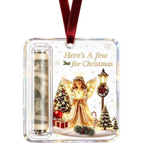 Porte-monnaie ange en acrylique, décoration de Noël à suspendre, étiquette de rangement pour argent, décoration pour sapin de Noël (1/5)