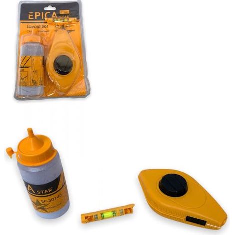 TRACCIATORE A POLVERE CON LIVELLA TRACCIALINEE LIVELLA FILI 3PZ EP-30145 (1/3)