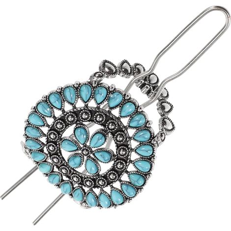 Retro Turquoise Zinc Alloy Chinese Flower Hair Fork (1/5)