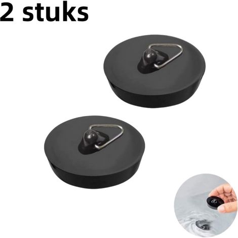 Lot de 2 bouchons de vidange universels pour baignoire, piscine, évier et lavabo, bouchon noir avec boucle triangulaire (1/5)