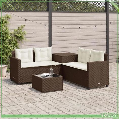 Canapé de jardin - FAFEICY - Modèle en L - Résine tressée - 4 places - Table avec rangement étanche (1/5)
