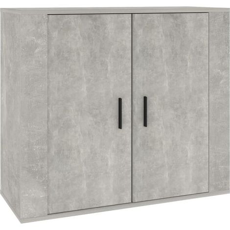 Buffet de Salle à Manger en Béton Gris, 80x33x70 cm, Bois d'Ingénierie (1/5)