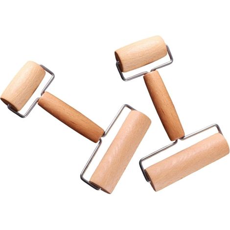 Lot de 2 spatules en bois à double embout pour pâte à pizza, antiadhésives (1/4)