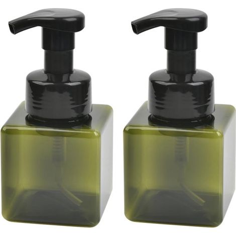 Flaconi con dosatore a pompa, dispenser per shampoo, 2 pezzi, dispenser per sapone, 250 ml, ricaricabili, PET, trasparenti, verdi, per balsamo, bagnoschiuma e lozione, verdi (1/5)