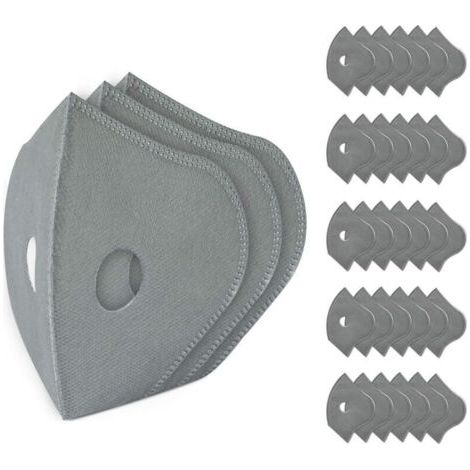 Lot de 30 filtres de rechange pour masque, tissu soufflé au charbon actif, filtre de rechange à 5 couches, réutilisable, masque anti-poussière respirant, adapté au travail du bois, taille universelle