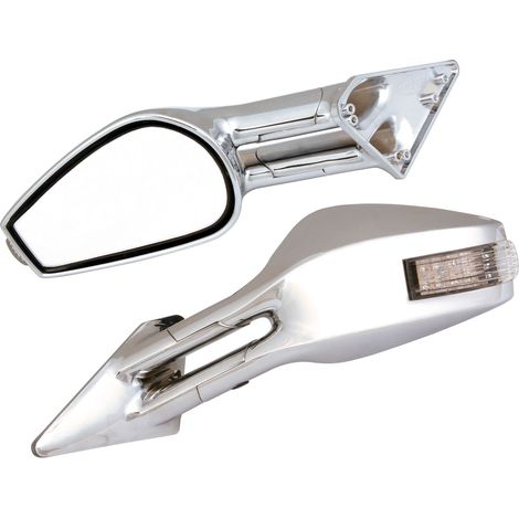 Race-6 Led, coppia specchi retrovisori esterni - Cromo