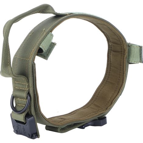Collier pour chien de race moyenne à grande, collier de dressage tactique, boucle en métal, sangle pour chat et chien, vert (1/5)