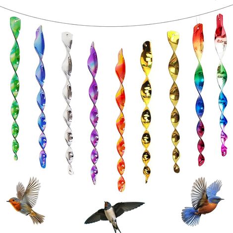 Spirale Réfléchissante,9 Pièces Répulsif Pigeon Spirale,Rotatives Anti-Oiseaux,360 Degrés Repulsif Oiseaux,Répulsifs Oiseaux Reflechissants,pour Balcon,Arbres Fruitiers,Potager,Maison (1/5)