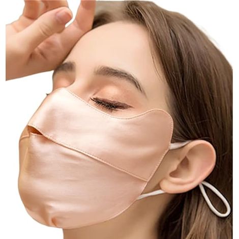 Mascarilla facial transpirable de seda con protección UV - Mascarilla solar para mujer - Rosa (1/4)