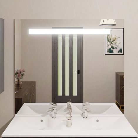 Miroir lumineux salle de bain 120x105 cm – Éclairage LED 1000 lumens – Interrupteur sensitif – Classe IP44 – Elegance (1/6)