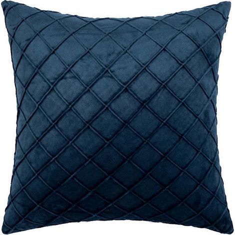 Coussins décoratifs en velours pour le salon, housses de coussins ornées de plis cousus main avec texture quadrillée en relief, fermeture éclair invisible et résistante (1/4)