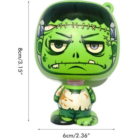 Figurine Horreur Tête Secouante Lumineuse LED Décor Voiture Tableau de Bord Halloween Ornement Auto Cadeau Effrayant (1/5)