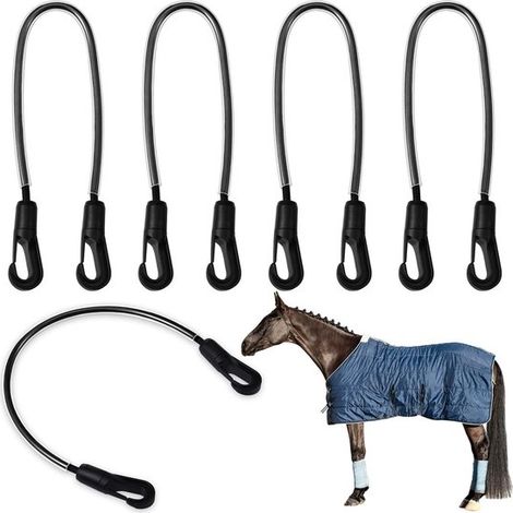 Ensemble de 4 sangles pour couvertures de chevaux avec clips double face, sangles de cuisse élastiques de rechange de 54 cm, sangle de queue élastique réglable, sangle de cuisse élastique (1/5)