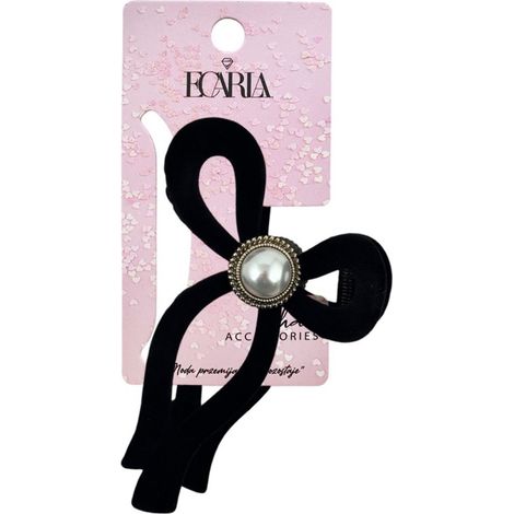 Ecarla Vintage Samt-Haarspange schwarz mit Perle SP336 (1/5)