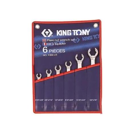 KING TONY ZESTAW KLUCZY PRZEWODÓW HAMULCOW. 6el CALOWE   5/16 - 7/8