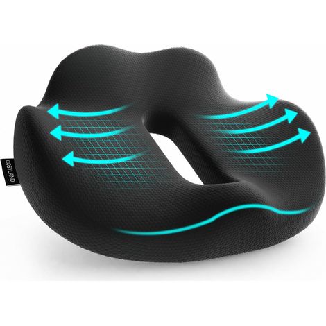 Coussin Coccyx Ergonomique en Mémoire de Forme, Coussin de Siège pour Bureau et Fauteuil, Soutien Sciatique et Fesses, Coussin Assise Confortable (1/5)