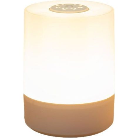 B.K.Licht Mini lampe de table LED sans fil IP44, variateur, tactile, sans fil, batterie, protection contre les éclaboussures, couleur bois, Ø7 x 7 cm