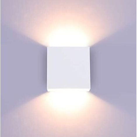 20 W dimmbare Wandleuchte für den Innenbereich, moderne weiße LED-Wandlampe, Mini-vertikale Metall-Wandbeleuchtung für Wohnzimmer, Schlafzimmer, Flur, Warmweiß, 12 x 12 x 12 cm