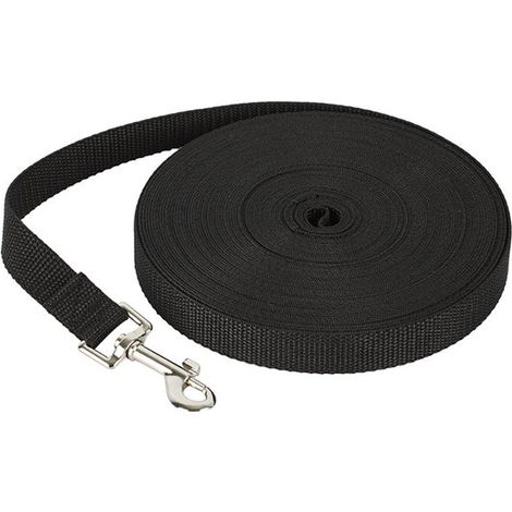 Correa para perros, Línea, 20 metros, Correa de arrastre, Correa de seguimiento, Tipos de correas para perros, 2 cm, Negra, paseos y llamada (1/5)