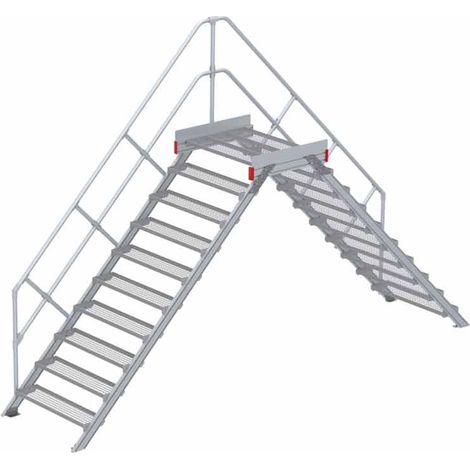 Euroline 512 Überstieg 45° 1000mm Stufenbreite 2x10 Stufen Stahl Gitterrost