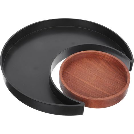 Plateau Décoratif en Bois de Lune Noir, pour Huiles Essentielles et Petits Objets, Organiseur Stable pour Table, Accessoire D’aromathérapie et Présentation Intérieure (1/5)