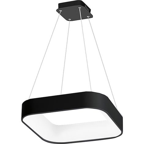 CHOPIN - Suspension LED carrée 60W, 3000K, Lumière Chaude, Structure en Métal Noir, Diffuseur en Méthacrylate, IP20 - Groupe Rossini (1/5)