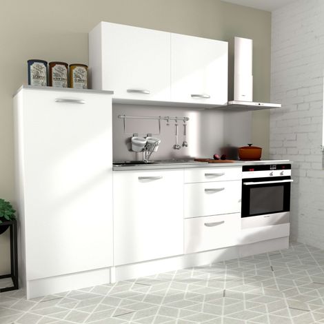 Cocina modular color blanco Eko melamina con encimamera incluida 4 módulos 240 cm ancho