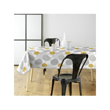 Nappe rectangle 140 x 240 cm pvc imprimé  Disco Jaune (1/3)
