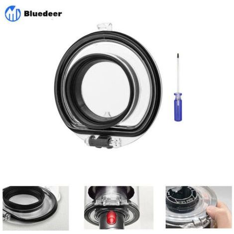 Bluedeer – Couvercle de réservoir à poussière pour aspirateur Dyson V10 V11 – Plastique transparent – Joint d'étanchéité en caoutchouc noir – Remplacement facile (1/4)
