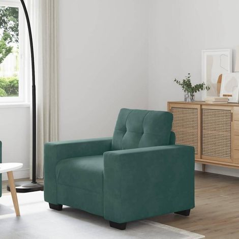 Fauteuil club velours vert foncé 60 cm (1/5)