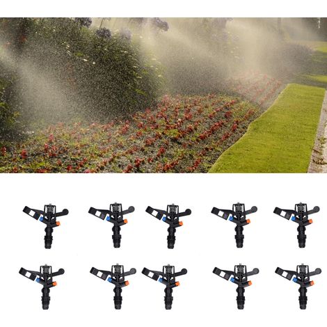 Irrigation Sprinkler Spray G1/2 Model Sprinkler Rotating 360° for Garden Made of Engineering Plastics Dimensions 12x11.5cm Includes 10 Pieces Irrigation System (1/5)