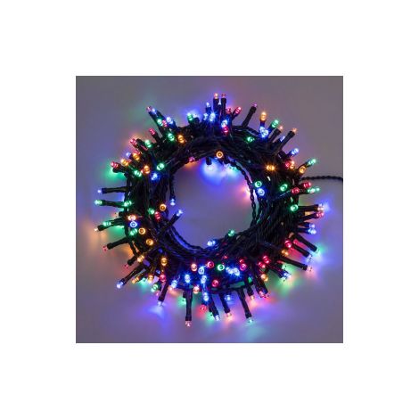 Lotti stringa catena 4,8 mt serie 120 luci di Natale a led 5 mm reflex multicolore rgb con 8 giochi di luce e memoria cavo verde per esterno interno Multicolor 4,8 metri - 120 Led (1/5)