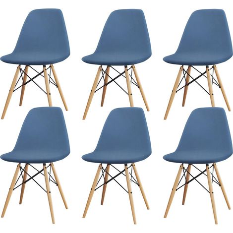 Lot de 6 housses de chaise extensibles universelles et durables, élastiques modernes et extensibles en velours, amovibles, pour salle à manger, hôtel, banquet, mariage, fête, décoration (6, gris-bleu) (1/5)