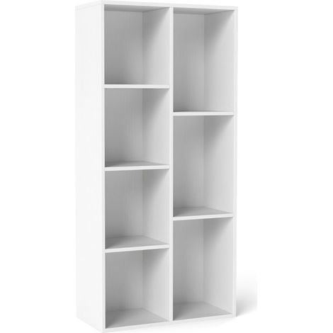 Estantería de 7 cubos para almacenamiento o exposición 49,5 x 23 x 106 cm estable y robusta estilo moderno madera blanca 200017322