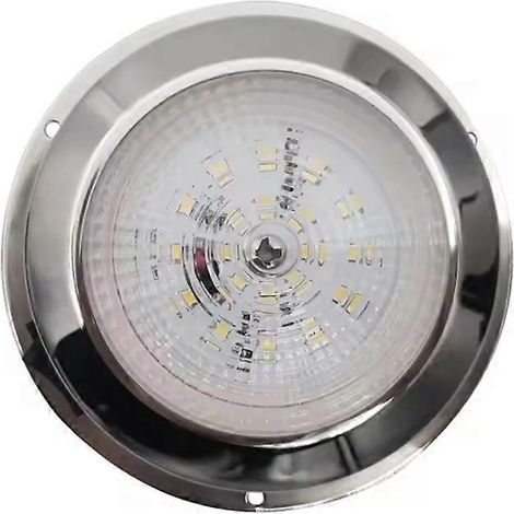 Plafonnier LED circulaire de 7,6 cm (3 pouces) en acier inoxydable pour cabine, avec bouton lumineux, accessoires nautiques pour yachts et bateaux (1/4)