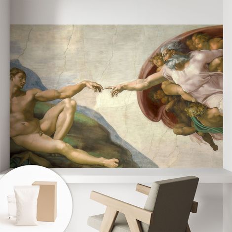 Papier peint intissé décoratif avec colle pour salon chambre et bureau Installation rapide Contact spirituel 104x70 cm (1/5)