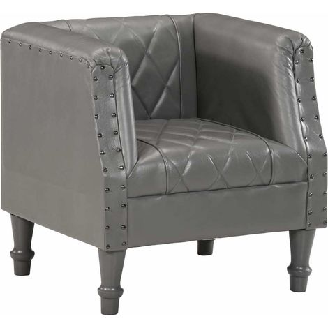 vidaXL Chaise cabriolet Gris Cuir véritable de chèvre (1/5)