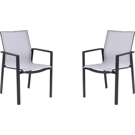 Sedia da giardino impilabile in Alluminio e Textilene Grigio e Nero - Lotto di 2 - VALERA