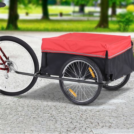 Remorque vélo de transport 2 roues, 140 x 88 x 60 cm, 40 kg, noir et rouge HAVRYA (1/4)