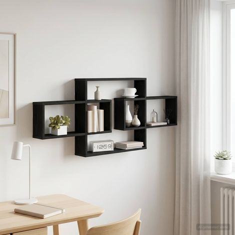 vidaXL Étagère Murale Chêne noir 130 x 10 x 50 cm Bois d'ingénierie (1/5)