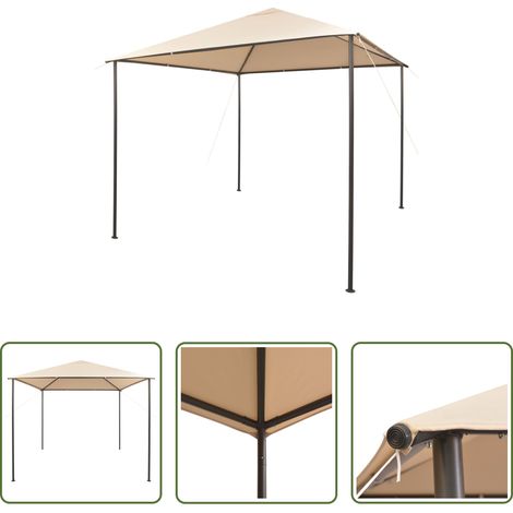 Partyzelt -  Pavilion Partyzelt Überdachung 3x3 m Stahl Beige (1/5)