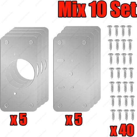 (Mix-10Sets) Kits de réparation de charnières pour meubles de cuisine : plaques de fixation en acier inoxydable avec vis de montage. (1/5)