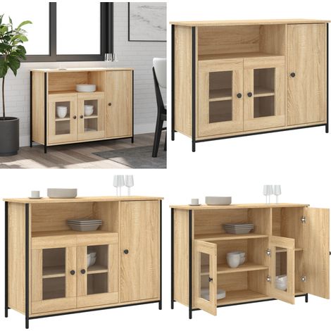 Sideboard Sonoma-Eiche 100x35x75 cm Holzwerkstoff - Holzbeistelltisch - Holzschrank (1/5)