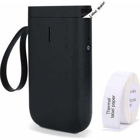 Étiqueteuse avec Ruban adhésif, sans Fil, Bluetooth, Portable, Mignon, Transparent, imprimante d'étiquettes Autocollantes sans Encre avec différentes Polices (Noir) (1/5)