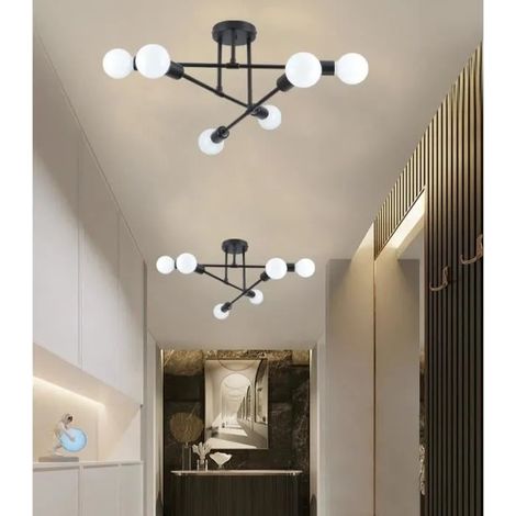 Yowei 2pcs Retro Plafonnier en Metal Noir,Lampe Suspension Industrielle Vintage en Fer E27 Éclairage de Plafond Designe Edison pour (1/4)