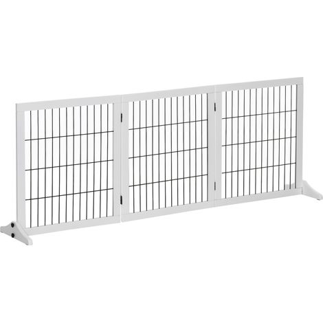 Faltbares Hundeschutzgitter 185x36x71 cm aus weißem Kiefernholz (1/4)